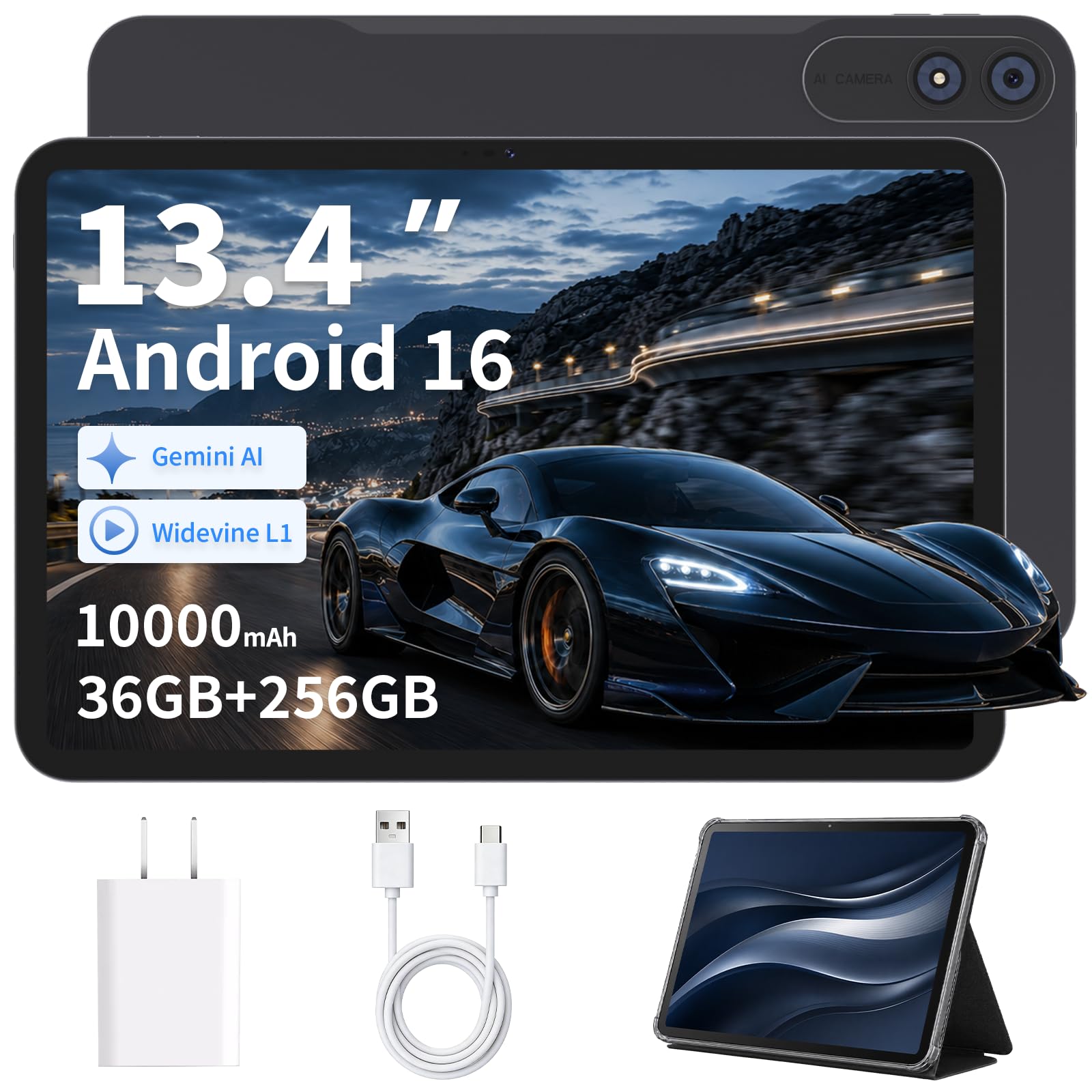 13.4‑inch Android 16 Tablet, 36GB RAM + 256GB ROM (Expand to 2TB)