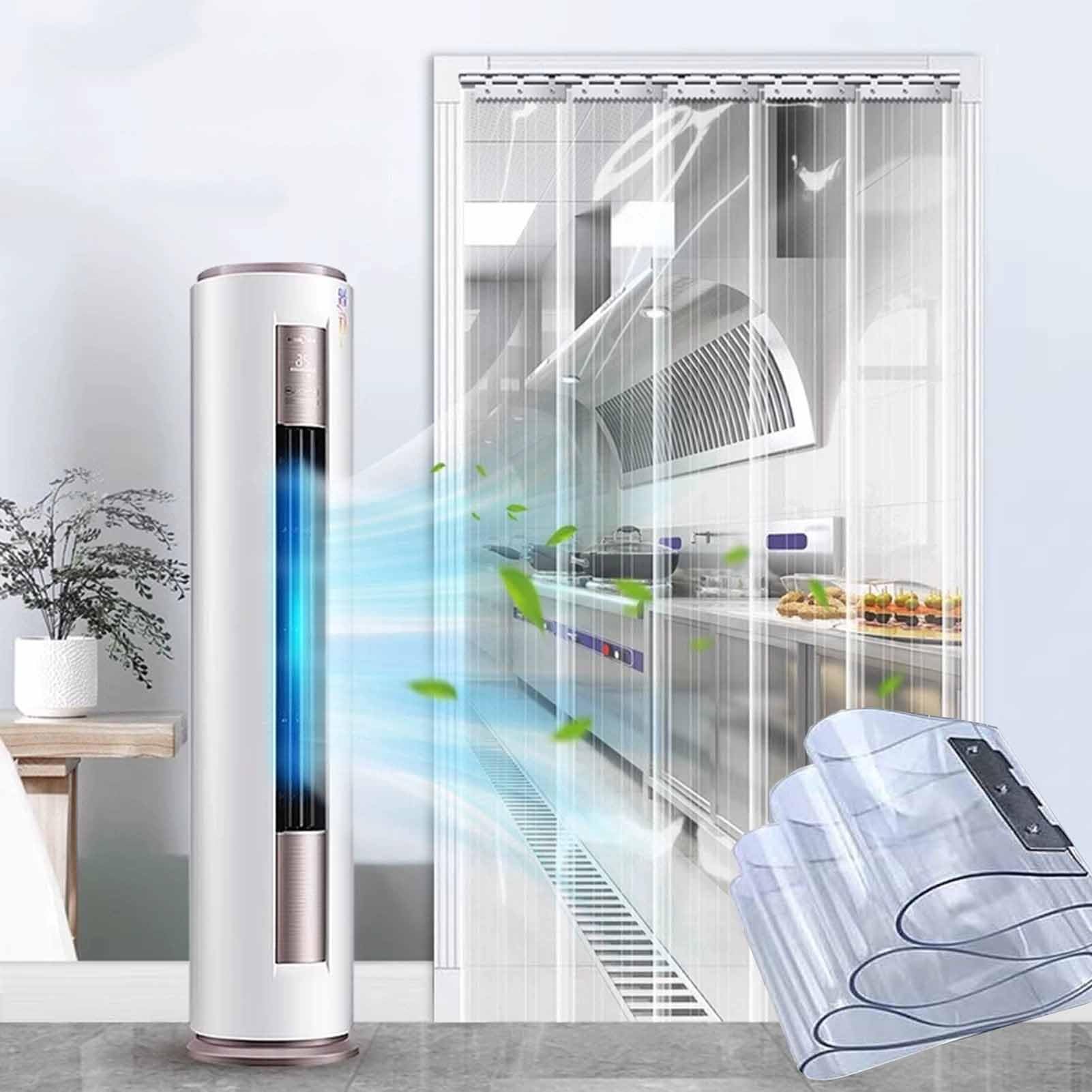 VXHCS Rideaux Isolants pour Portes À Bandes en Vinyle, 1,7mm Imperméables Transparents Durables PVC pour Chambres Froides, Salles de Bains, Écuries(1.2x2.3m)