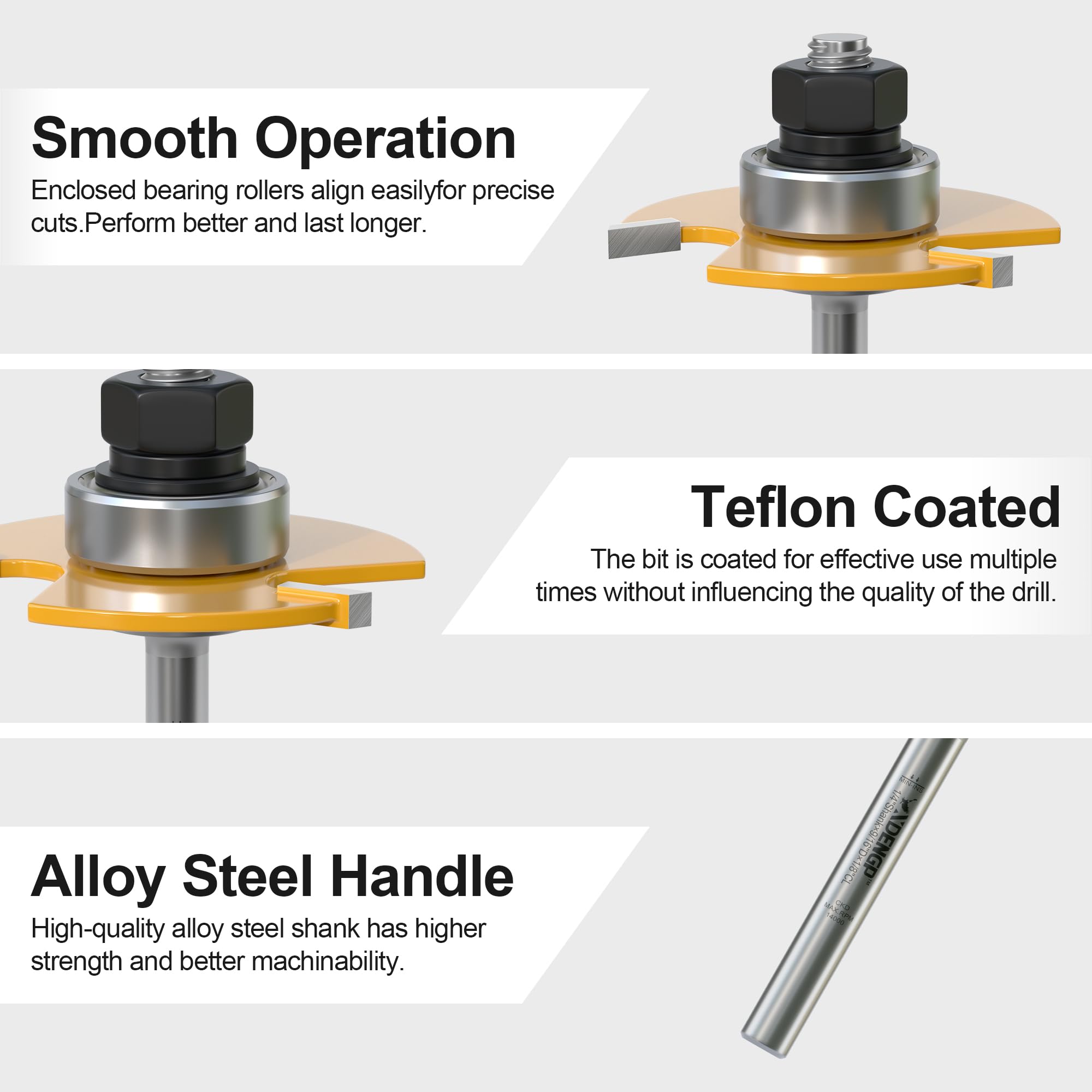 1/4 Shank 3 Wing Slotting Cutter Router Bit for T-Molding Slot Cutting | 1/8" Carbide Height — Amazon image 4