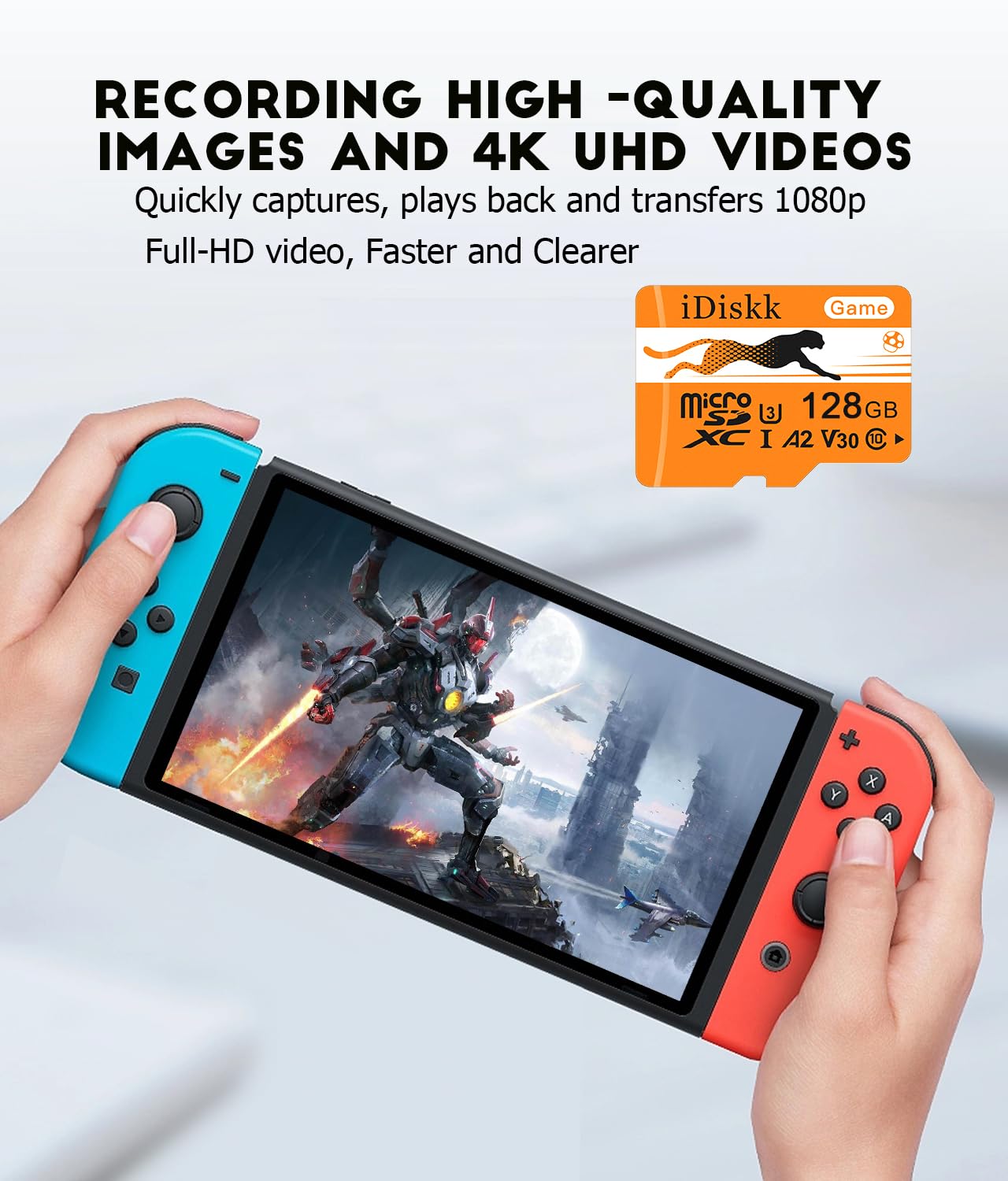 iDiskk Scheda microSDXC da 128 GB + adattatore SD, micro SD A2, scheda di archiviazione ad alta velocità 170 MB/s, UHS-I, classe 10, U3, V30, Full HD 4K UHD, scheda TF per telefoni, tablet, Dash Cam