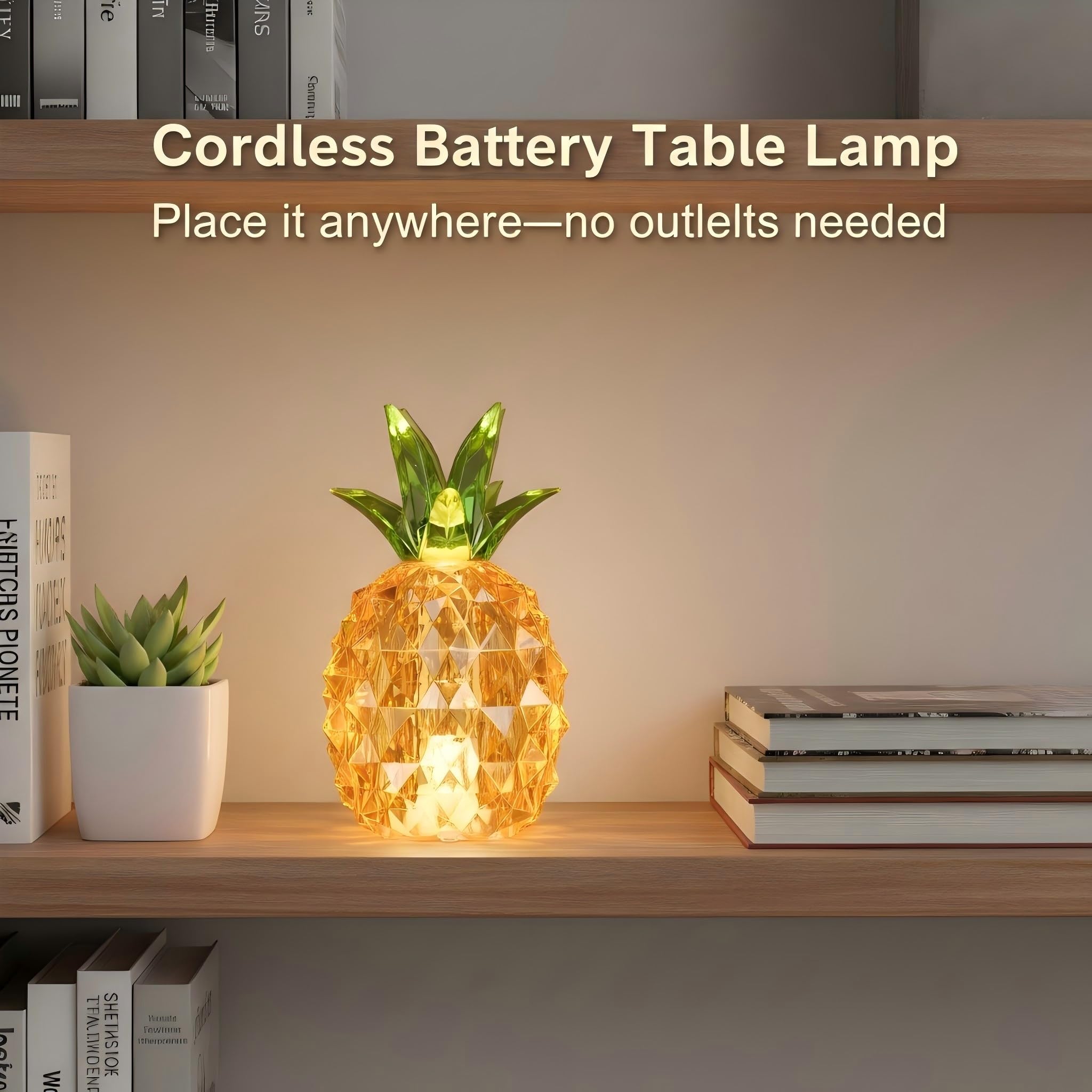 Gold Pineapple Lamp for Home Decor, 4.95 Inch Battery Operated