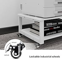 Vista 3 de Natwind Soporte para impresora láser de 2 niveles, mesa de impresora grande de 23.6 x 23.6 pulgadas, soporte de copiadora con ruedas, carrito