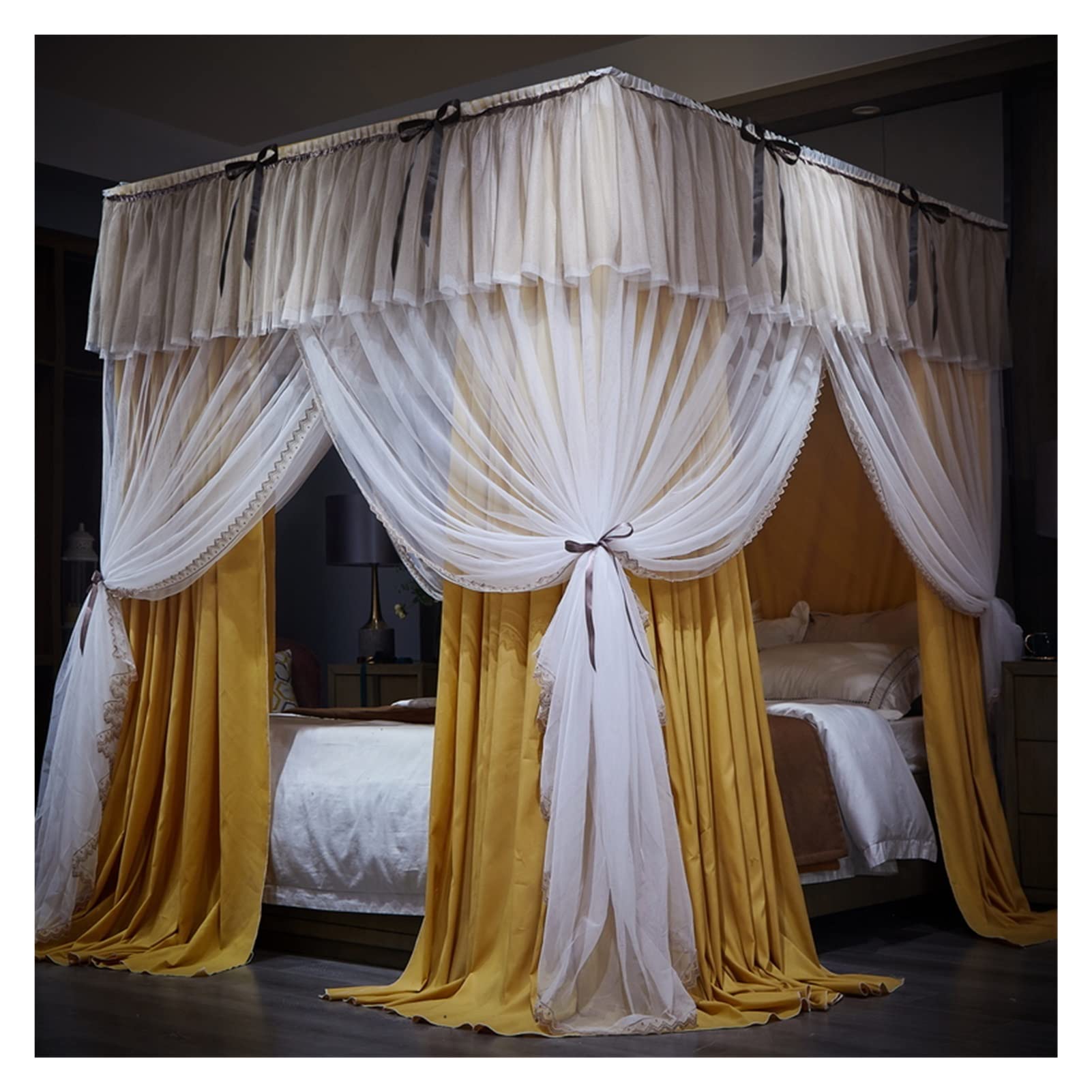 Moustiquaire de lit 180x200 cm avec support inox pour lits superposés quatre saisons