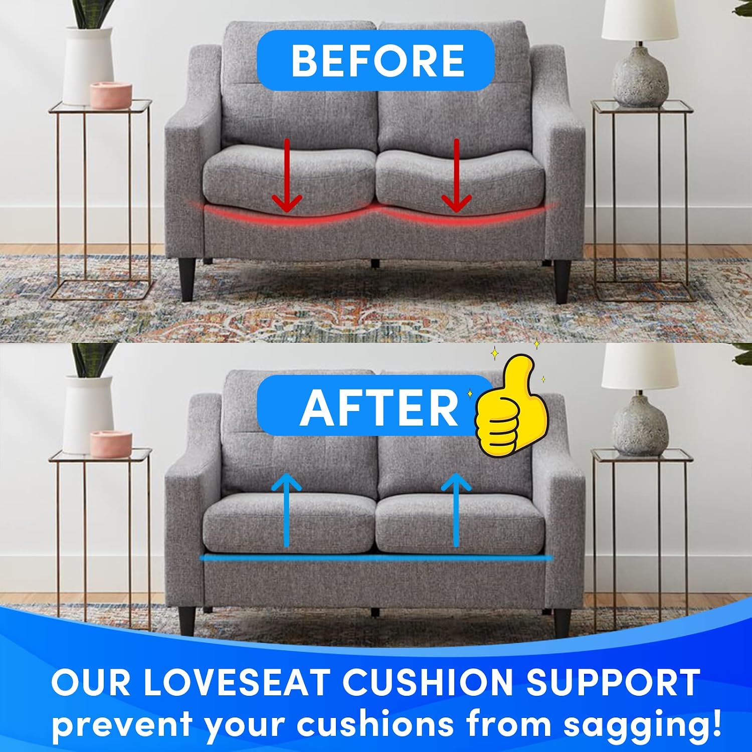 gelbesty Sagging Couch Cushion Support, Under Cushion Support for Sagging Cushion, Furniture Couch Seat Saver, Sofa Cushion Support Board, Recliner Cushion Support, 17x66 inch