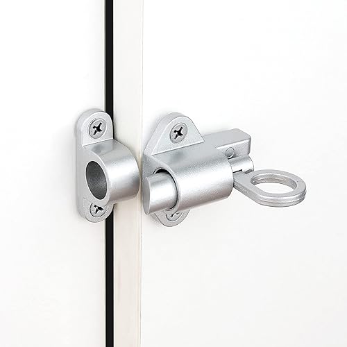 Miniatura 4 de 4 paquetes de pestillos de cierre automático, cerradura de puerta de resorte gris plateado, pestillo de perno resistente de aleación de aluminio