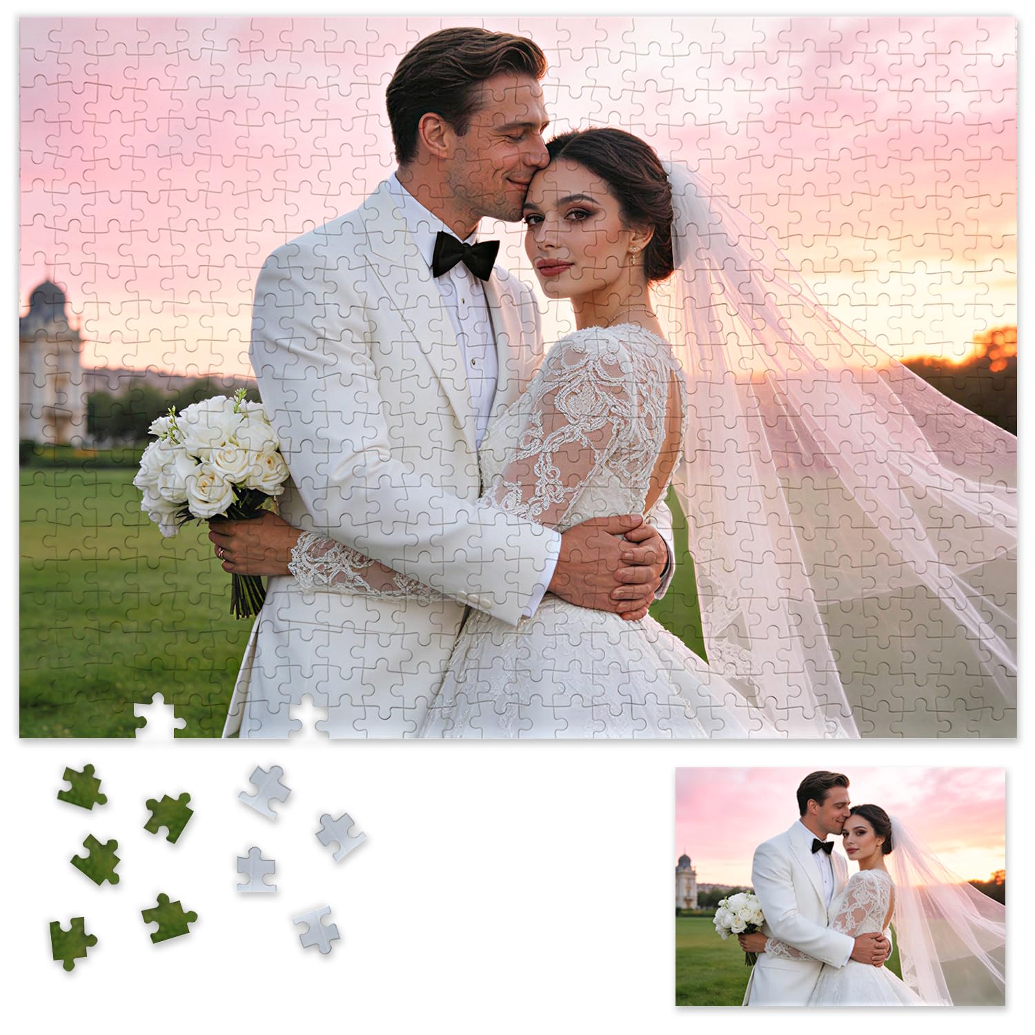 Personalised Jigsaw Puzzles for Adults 1000/500/300/200/70 Pieces,Custom Wooden Puzzle Frameless,Pet Portrait,Landscape Image Ideas Gifts for Family,Friend,Birthday,Valentine's Day(500 PCS)