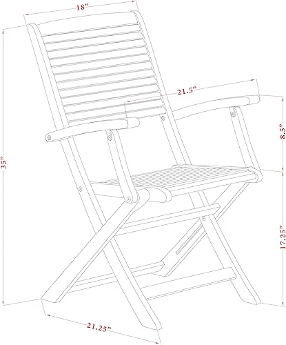 Miniatura 3 de East West Furniture BHDCANA Hayward Outdoor Dining Folding Arm Chairs - Acacia Wood, Set of 2, Natural Oil