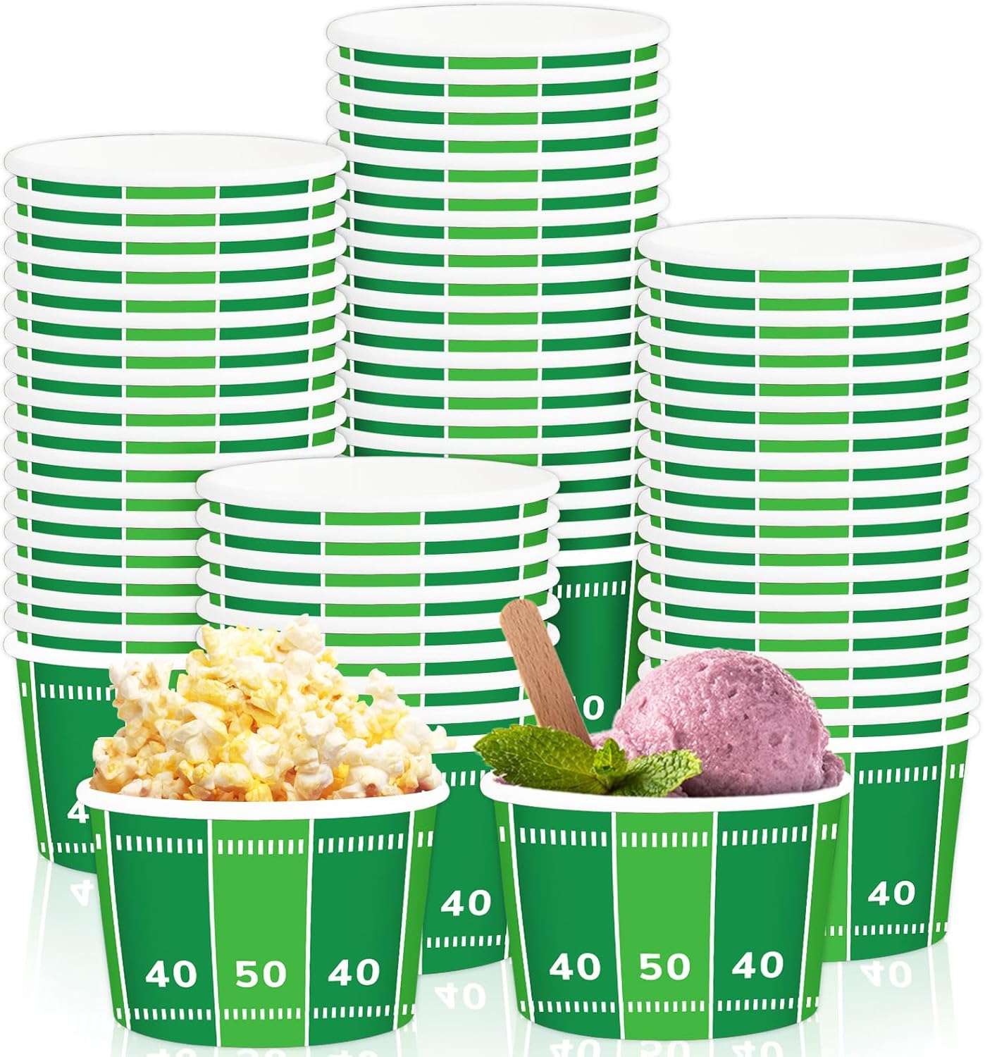 gisgfim Football Party Serving Snack Bowls Supplies for 50 Guests Disposable 9 oz Football Snack Chili Bowl Paper Treat Cups Bucket Decorations for Game Day Sports Events Birthday Party