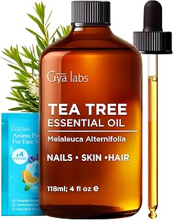 Gya Labs Tea Tree Essential Oil - 4 Fl Oz - for Diffuser, Massage, Hair, Skin, Aromatherapy, Soap & Candle Making Scents