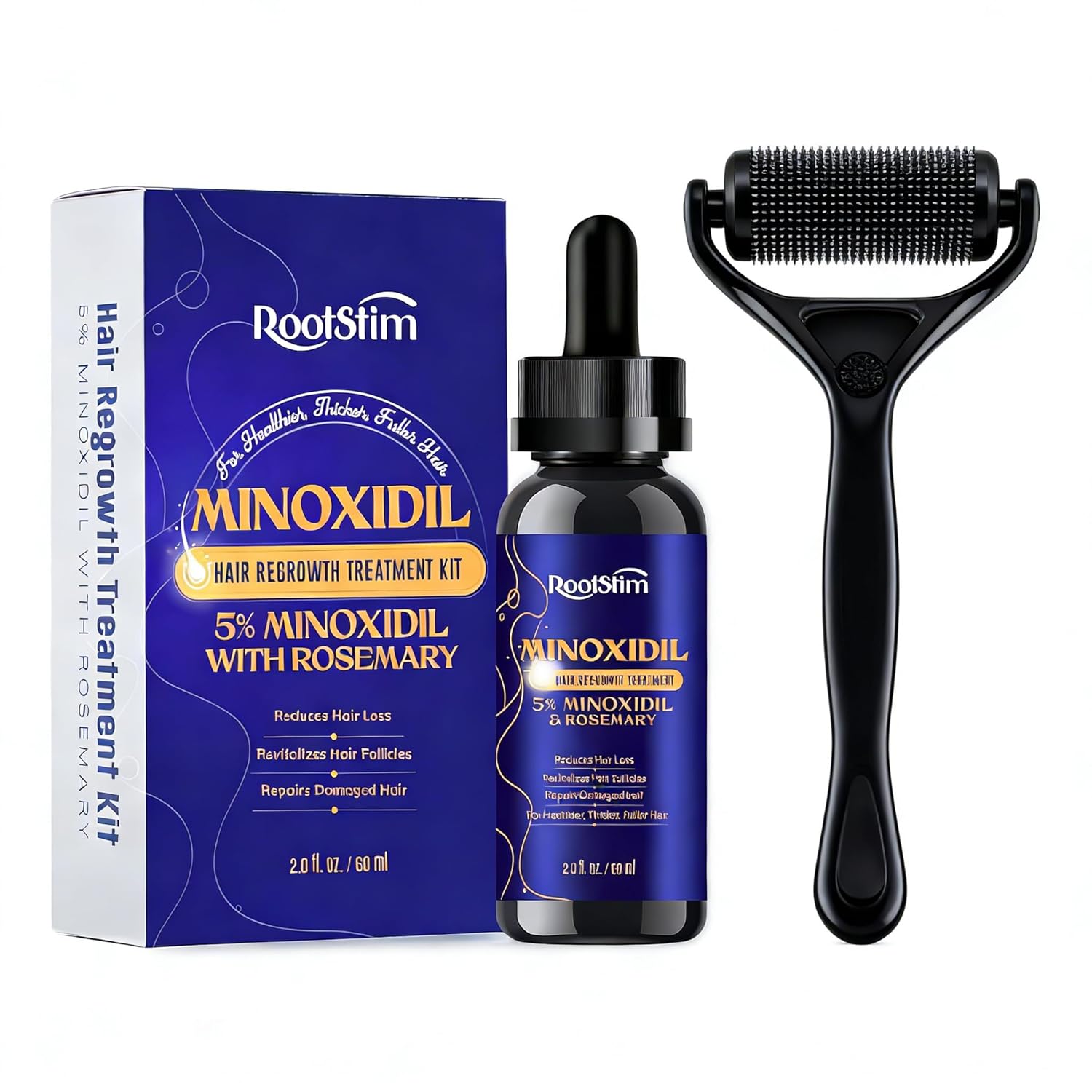 5 Minoxidil Hair Regrowth Kit Premium Rosemary-Infused Serum for Stronger Faster Hair Growth - 2 Fl Oz
