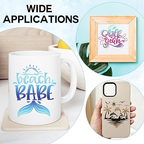 Miniatura 6 de Tintnut Vinilo permanente degradado, vinilo adhesivo con patrón de arcoíris degradado, 12 hojas de 12 x 10 pulgadas, impresiones de puesta de sol,