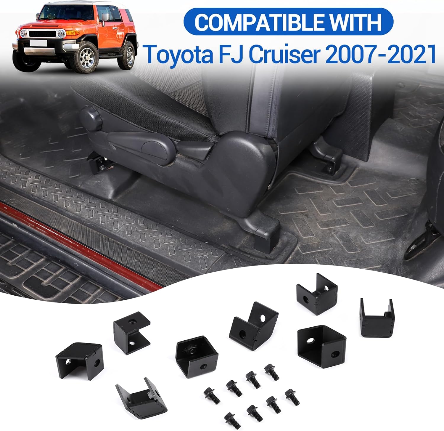 Front Seat Spacer Compatible with Toyota FJ Cruiser 2007-2021, Adjustable Driver and Passenger Seat Recline Kit, Car Front Seat Riser Lift Kit to Improve Driving View, 8Pcs