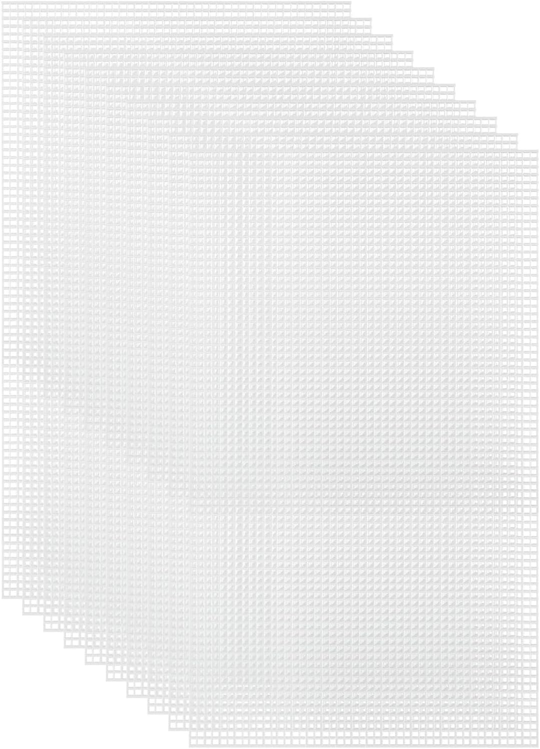 HARFINGTON 10Pcs Plastic Mesh Canvas Sheets 7.87"x11.8" 7 Count Rectangle Hole Blank Canvas White for Embroidery Needlepoint, Knit Crochet Yarn Crafting