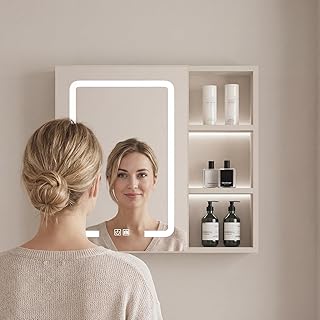 HCLSHOP LED Bathroom Mirror Cabinet