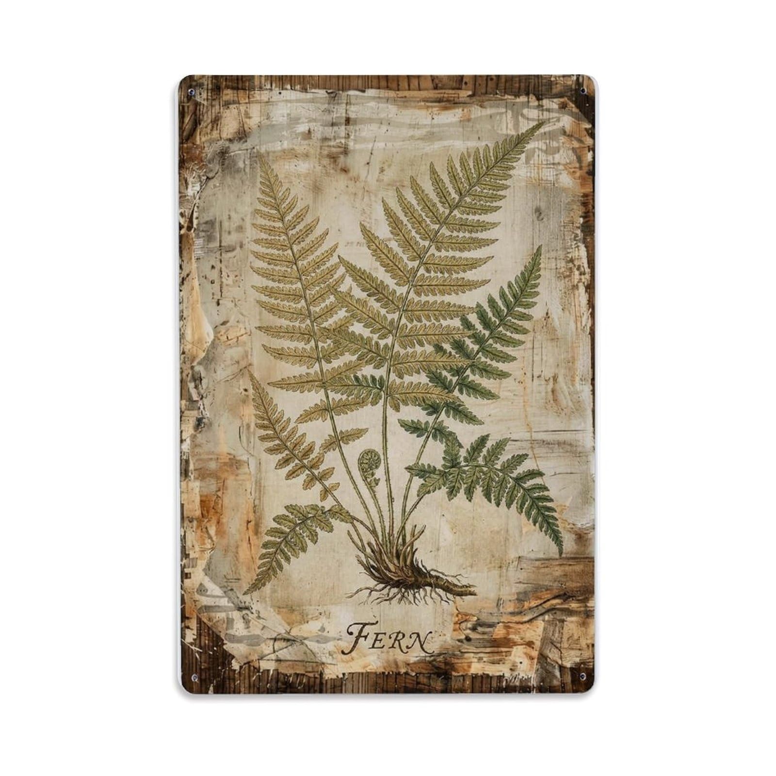 Fqnyr Style Fern Botanical Vintage Metal Tin Sign Plaque Wall Decor For Cafe, Club Bar, Office, Home Garden Metal Poster 8X12inch