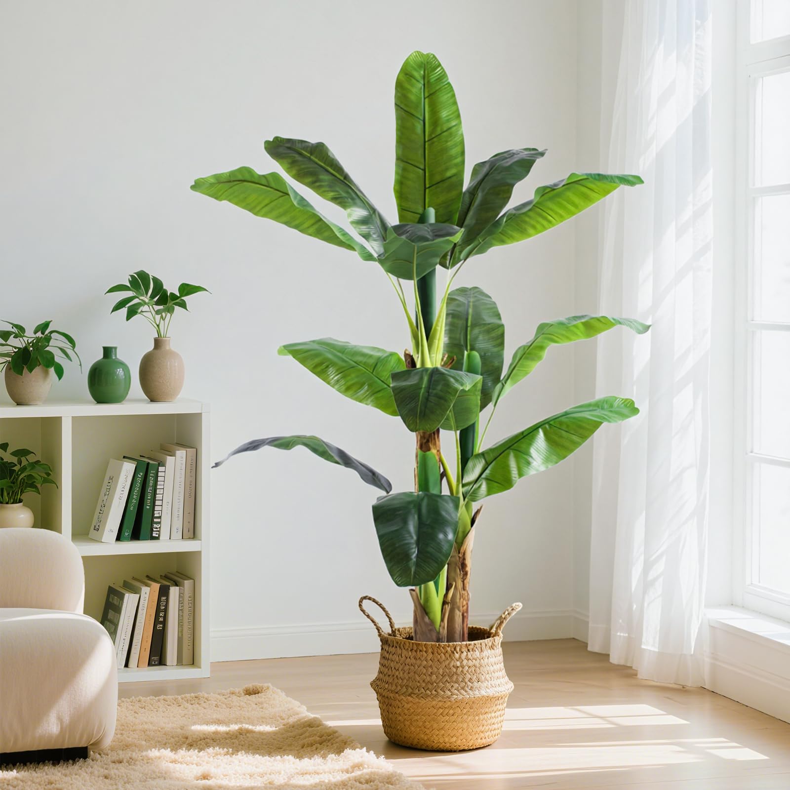 Keeplush 5ft Extra Tall Artificial Banana Tree, Fake Banana Leaf Plant with 12 Faux Banana Leaves, Perfect for Home Indoor Outdoor Patio Office