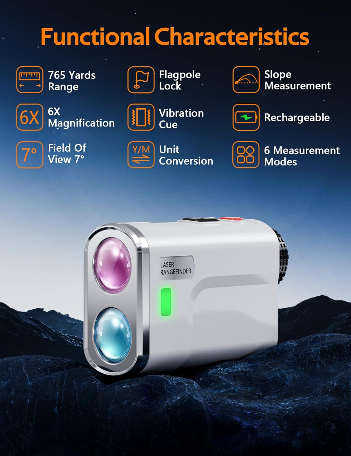 Golf Rangefinder, Laser Range Finder for Tournament Legal, 6X Magnification, Flag Pole Lock Vibration, Golfing Hunting Gifts for Golfers