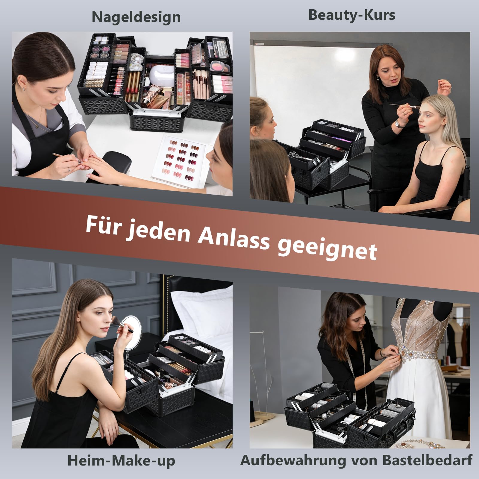 Alu Beautycase Kosmetikkoffer Schminkkoffer Make Up Organizer Aufbewahrung Schwarz