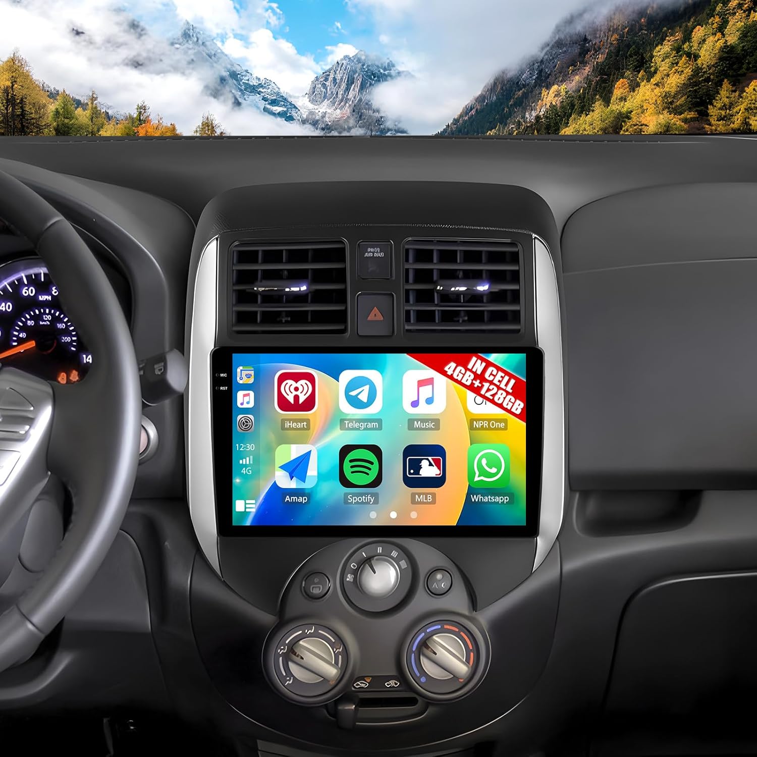 CAMECHO 4+128GB Car Radio Stereo for Nissan Versa Note 2012-2016 Android 15 CarPlay Android Auto 9" Incell 1280 * 720 Touch Screen Head Unit with Bluetooth GPS WiFi FM RDS Backup Camera (High-End)