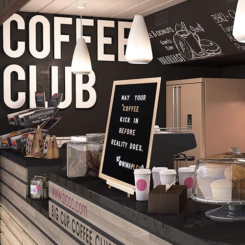 Miniatura 5 de Tablero de letras de fieltro negro, letrero de tablero de palabras, tablero de letras intercambiables de 16 x 12 pulgadas con 730 tableros de