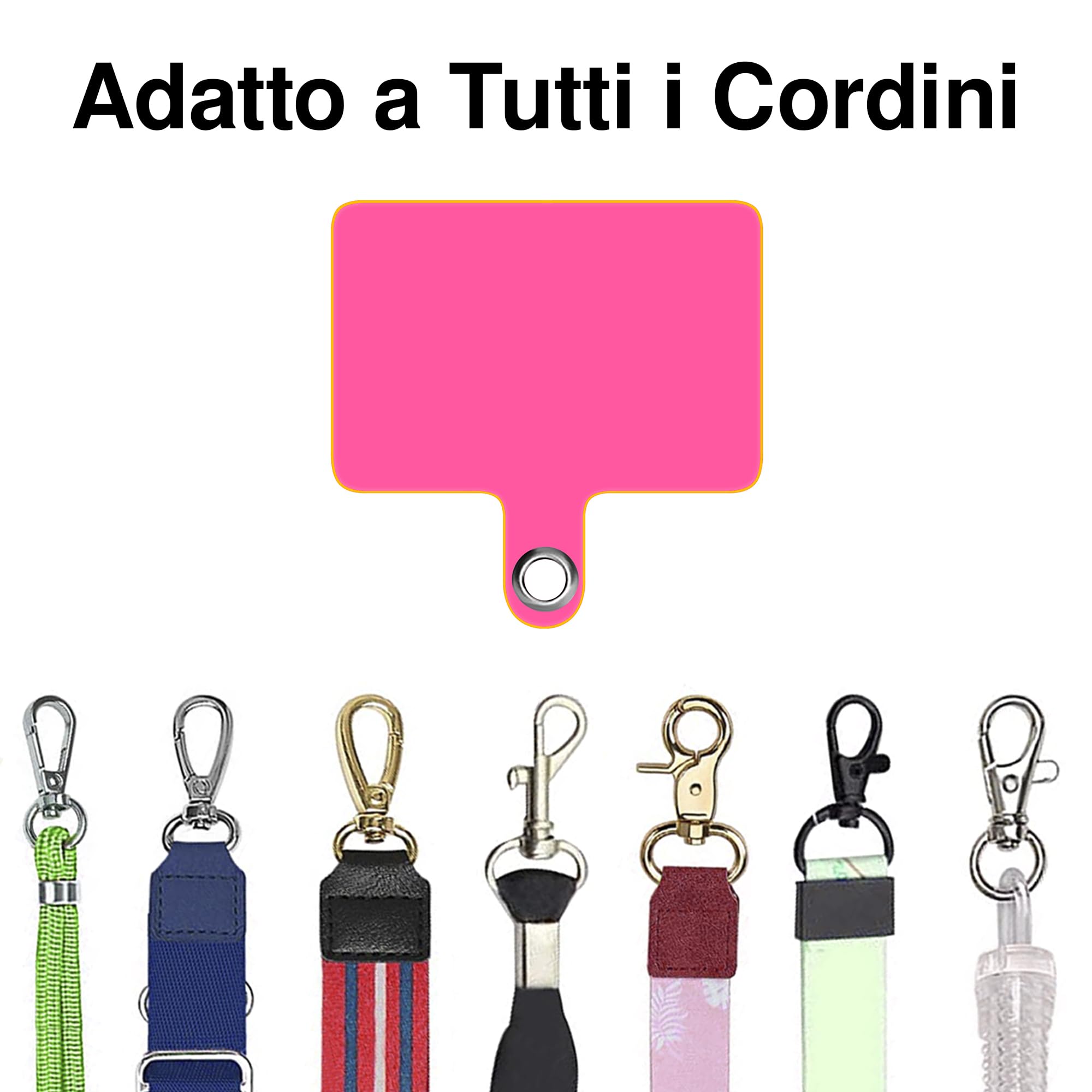 4 Toppe Universali Per Cordino Telefono Fucsia - Fissaggio Per Lacci Cellulare E Accessori