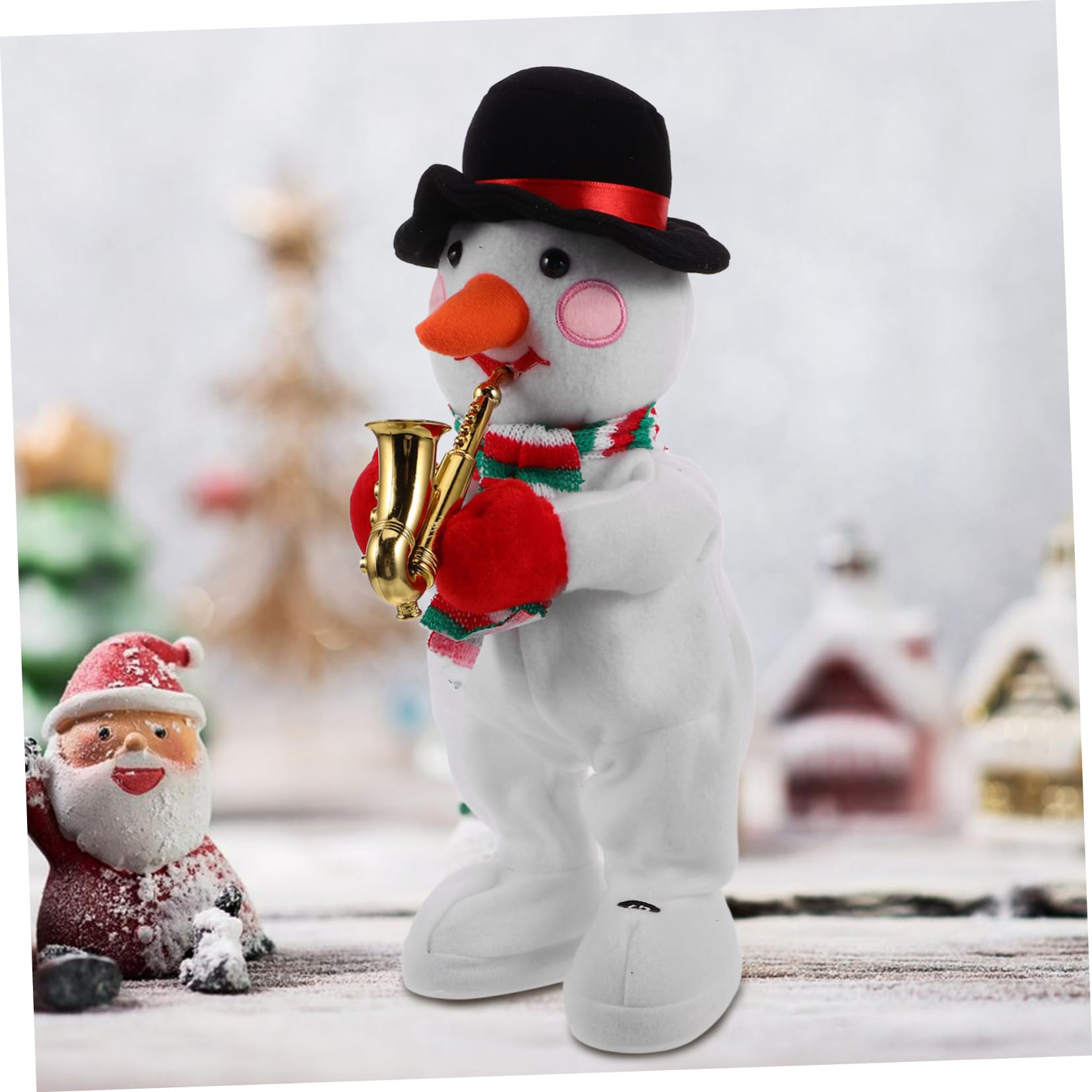LIOOBO Muñeco de nieve musical eléctrico de peluche con características de canto bailando, decoración navideña para fiestas, no incluye pilas