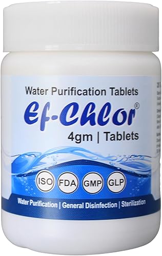 Tabletas de purificación de tanque de agua subterráneas y subterráneas (4 gm) para 5280 galones de agua tarro de 20 tabletas de 3 años de vida útil,