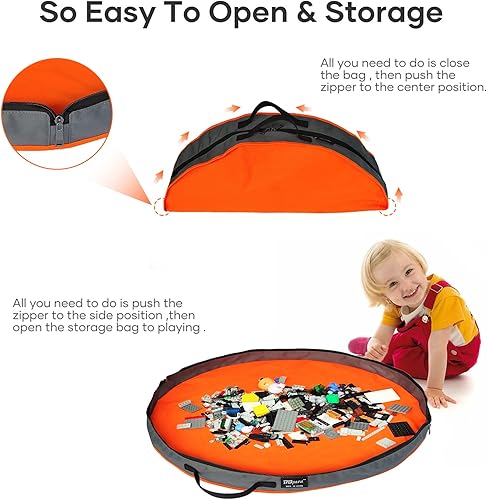 Miniatura 19 de Cesta de almacenamiento de juguetes Alfombra de juego para construir ladrillos y bloques - Bolsas de almacenamiento de juguetes Alfombra de juego
