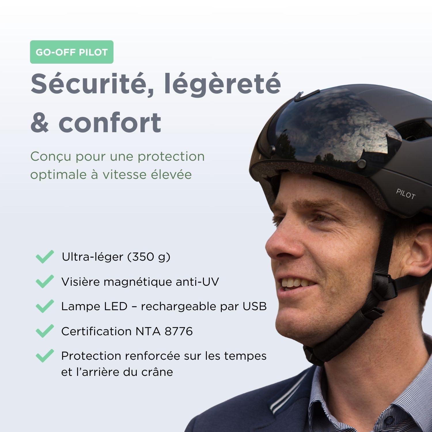 GOOFF Casque Pilot 3-en-1 Speed Pedelec | Visière amovible | Casque de vélo léger | Certifié NTA, pour femmes et hommes