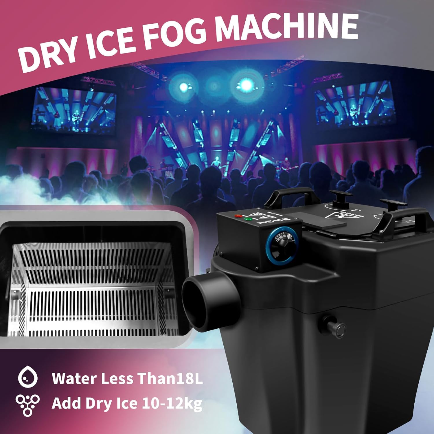 Vohala Dry Ice Fog Machine, 6000W Low Lying Fog Machine, Dry Ice Machine with Tube Nozzle High Density Fog Smoke for Wedding Party Events Stage Concert Club Performance DJ