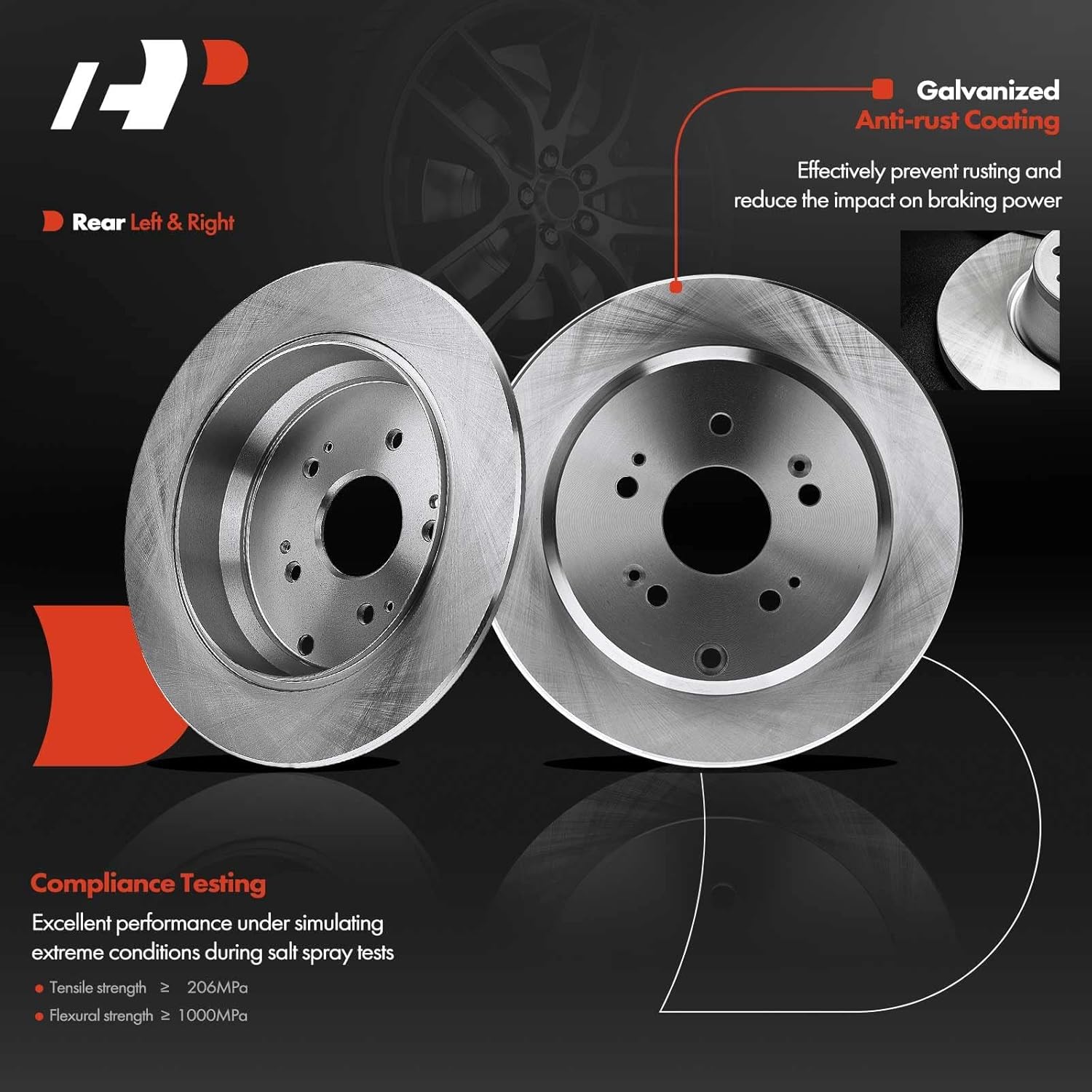 A-Premium Front Vented & Rear Solid Disc Brake Rotors + Ceramic Pads Kit Compatible with Select Acura and Honda Models - RDX 2010-2012, CR-V 2007-2016, 12-PC Set
