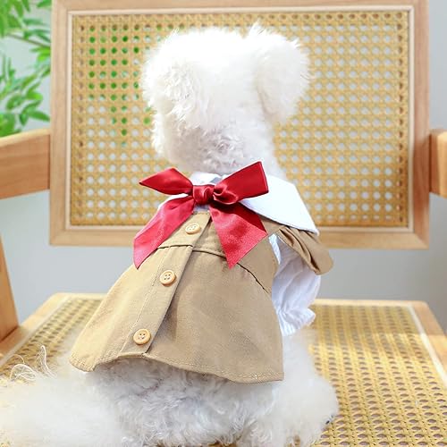 Miniatura 3 de Vestido de perro para perros pequeños, elegante vestido de princesa con lazo, vestido de verano cómodo para cachorros, ropa de algodón transpirable