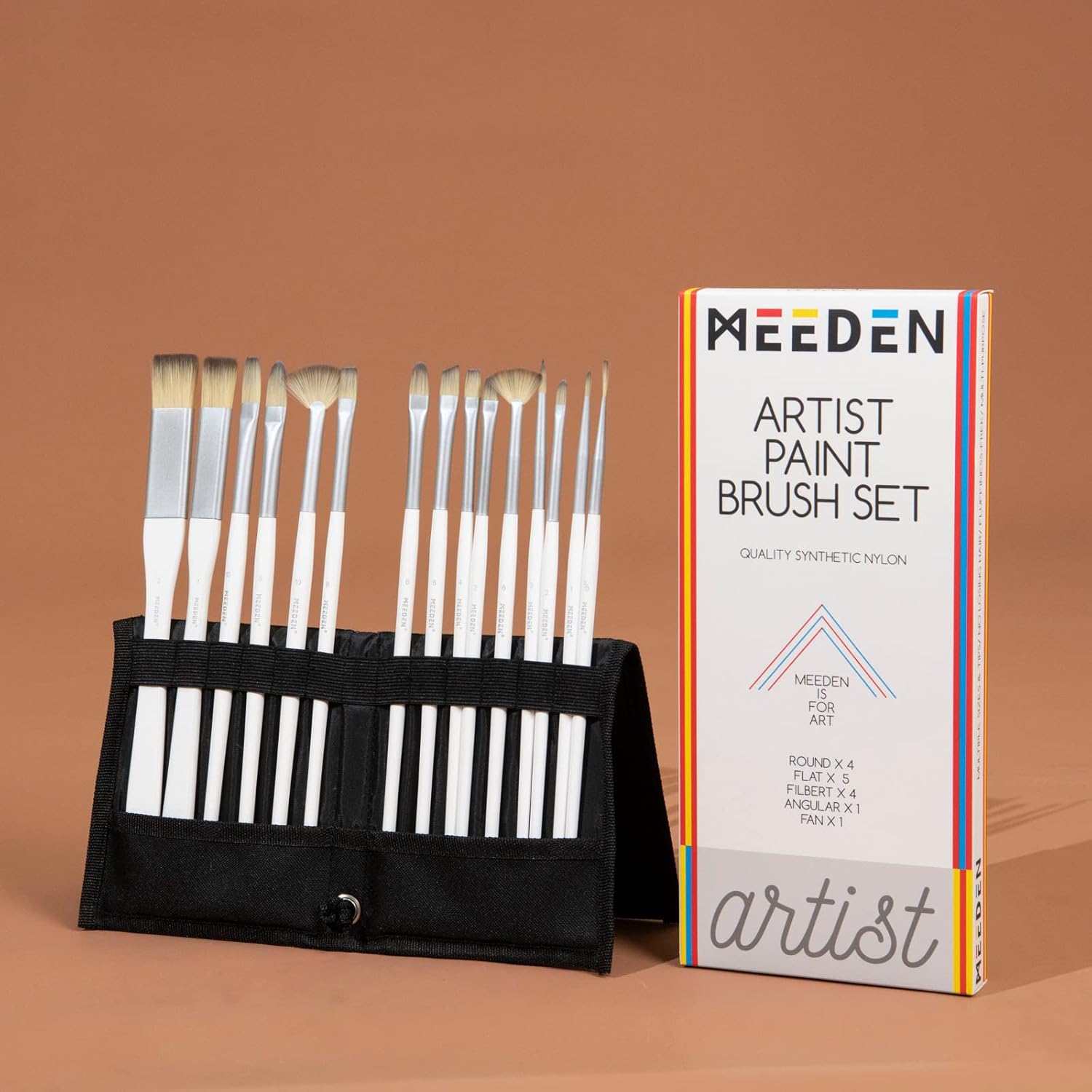 MEEDEN Acrylic Paint Brushes 15 Pcs Paint Brushes Set Premium Nylon