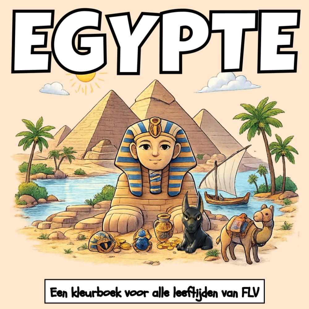 EGYPTE: Een KLEURBOEK voor alle leeftijden. therapeutisch, ontspannend, stressverlichtend en angstverminderend — ideaal voor mindfulness, creativiteit ... illustraties van FLV (Kleurboeken)