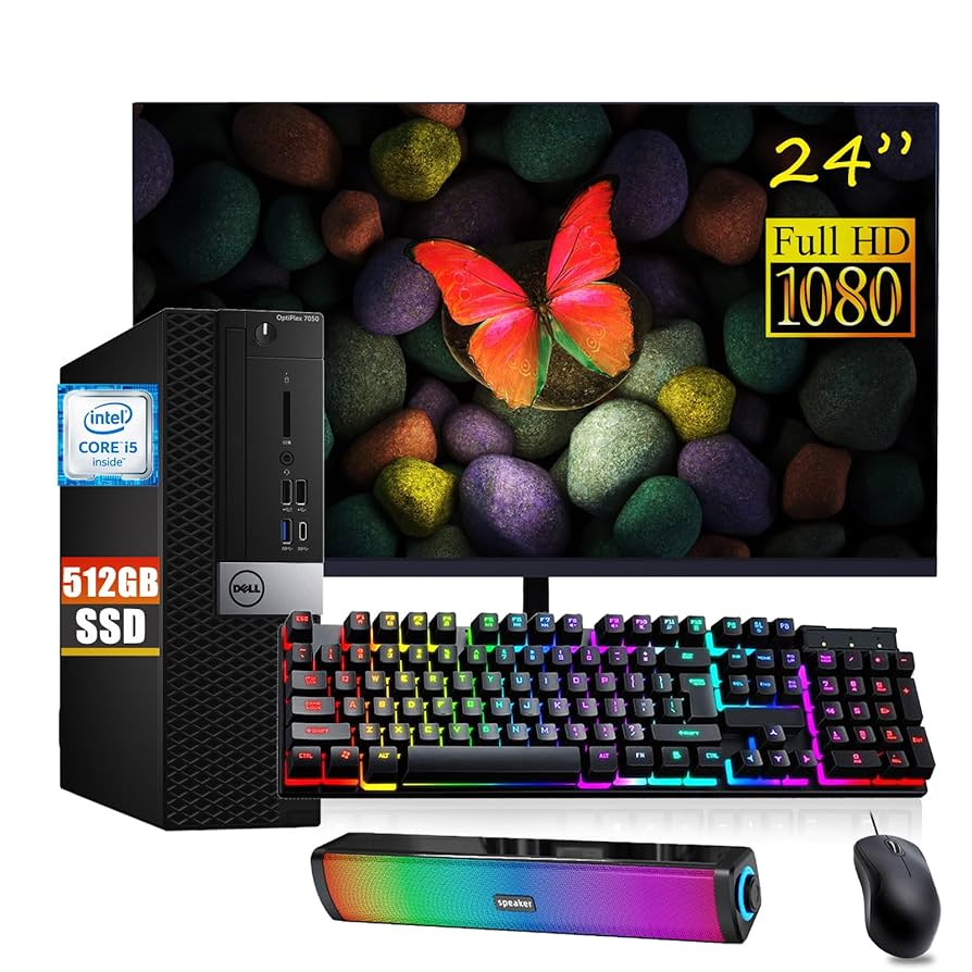 Dell Optiplex 7050 SFF PC Desktop Computer Set, 24