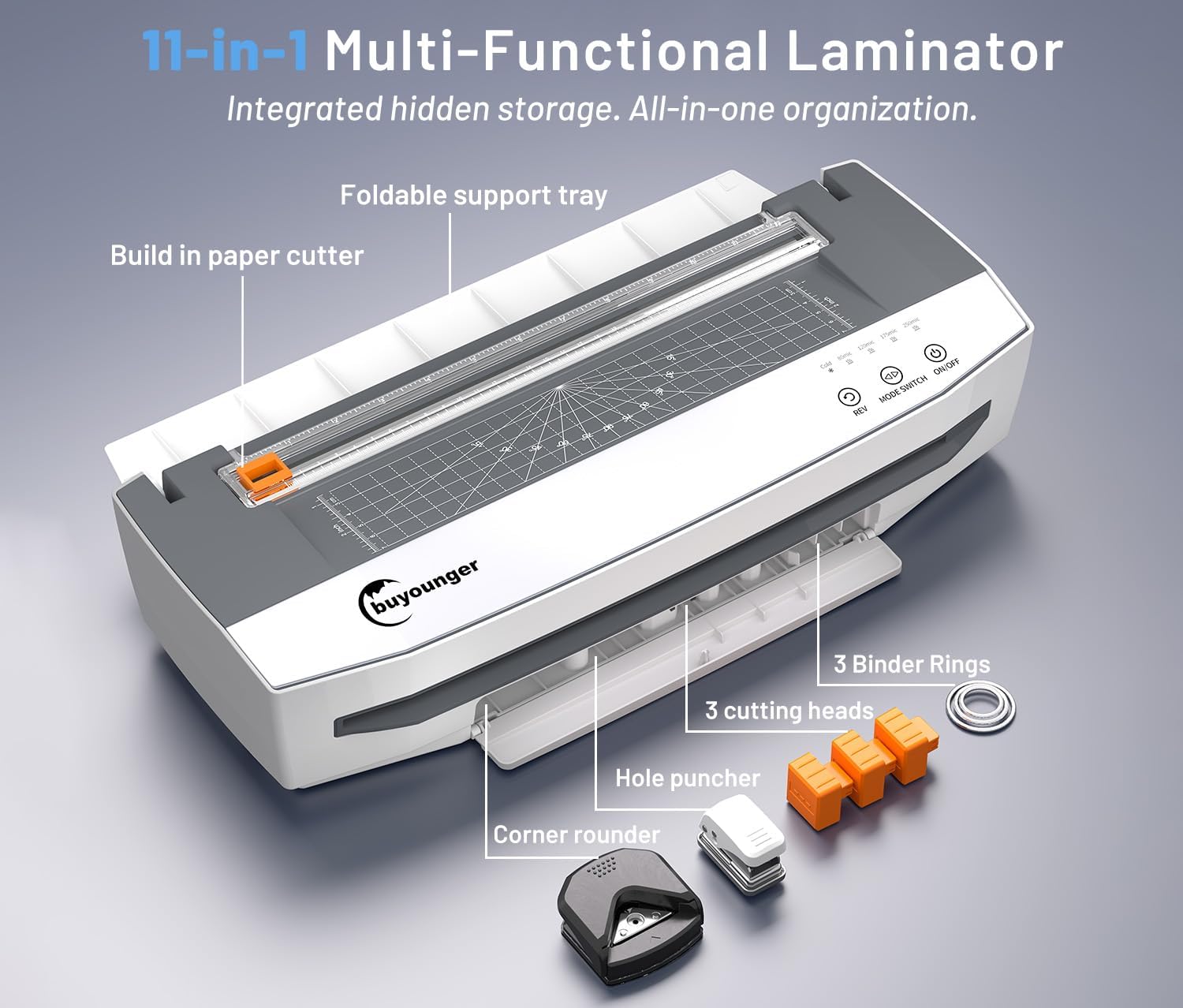 3-10 Mil Laminator Machine, 4-Roller Commercial Laminator Machine with 50 Laminating Sheets, 13 Inch Laminating Machine 11X17 with 1000mm/min Speed & REV Jam-Free for Office School Home
