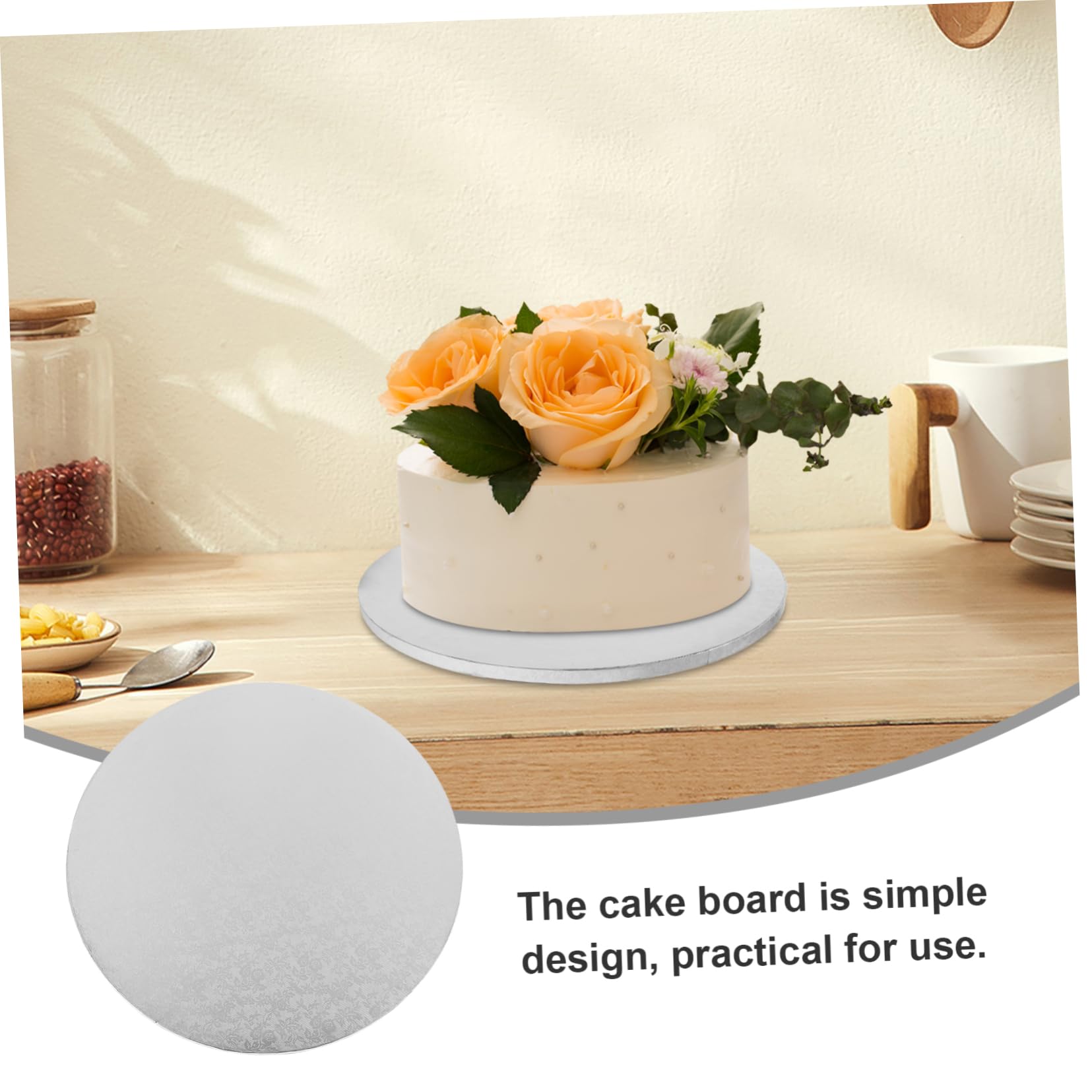 PRETYZOOM Bakery Supply 4pcs Cake Drum Round Cake Boards Aluminum Foil Cake Serving Board for Decorations Transfers