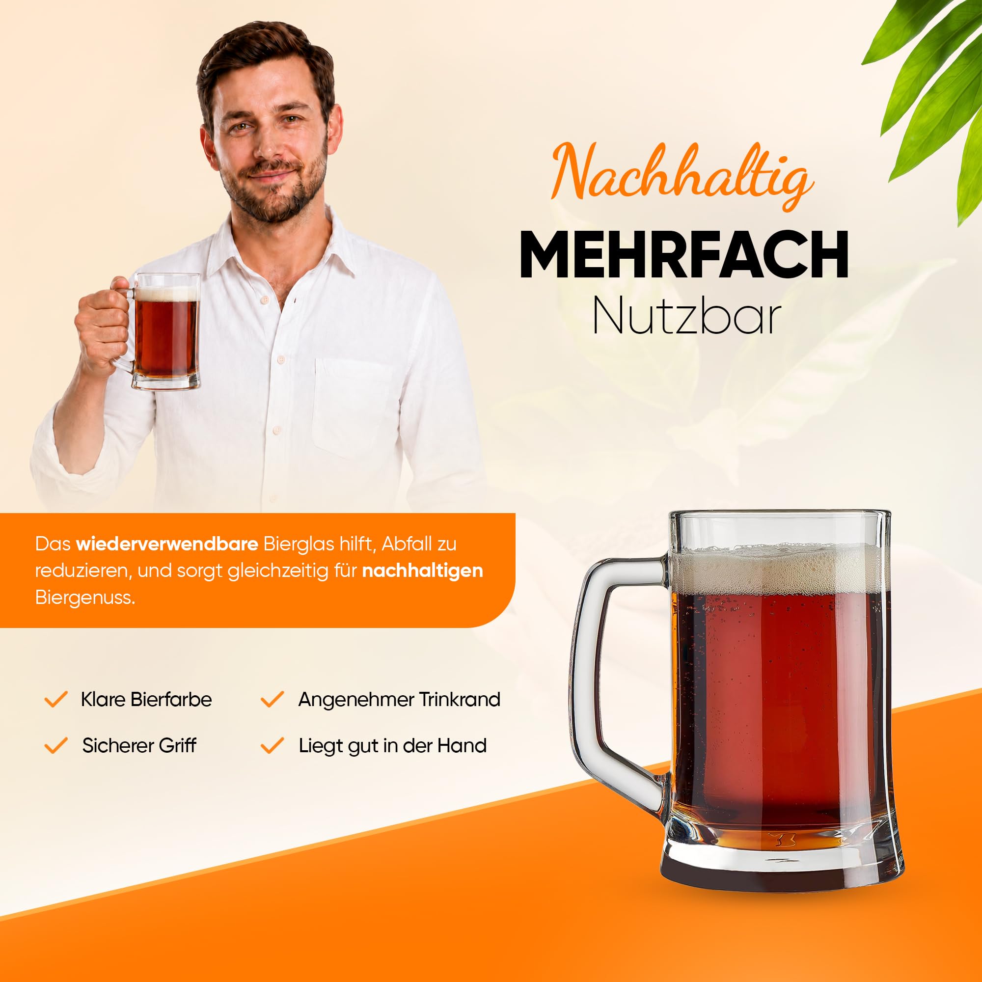 NORDIC SCHILLER Luxus Bierkrug 0,5 Liter 2er Set, Biergläser mit Henkel BLEI FREI Pub Bierglas 0,5L Bierseidel 0,5l, Spülmaschinenfest Bierkrüge für Zuhause, Restaurants und Biergärten, Beer Glasses