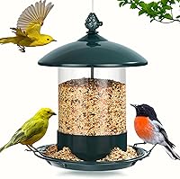 Gbekery Metal Hanging Bird Feeder Outdoor - Weatherproof Squirrel-Proof 360° Tray Green, Holds 2 lbs Seeds