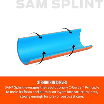 Rescue Essentials SAM Splint Big Value Combo Pack (6) Charcoal Gray Splints (2 Each 4.25 x 9,18,36), (2) Orange/Blue Finger Splints with (4) Black Cohesive Wraps Moldable Emergency Fracture & Finger Immobilization Support Lightweight First Aid & EMS Use 12 Piece Kit