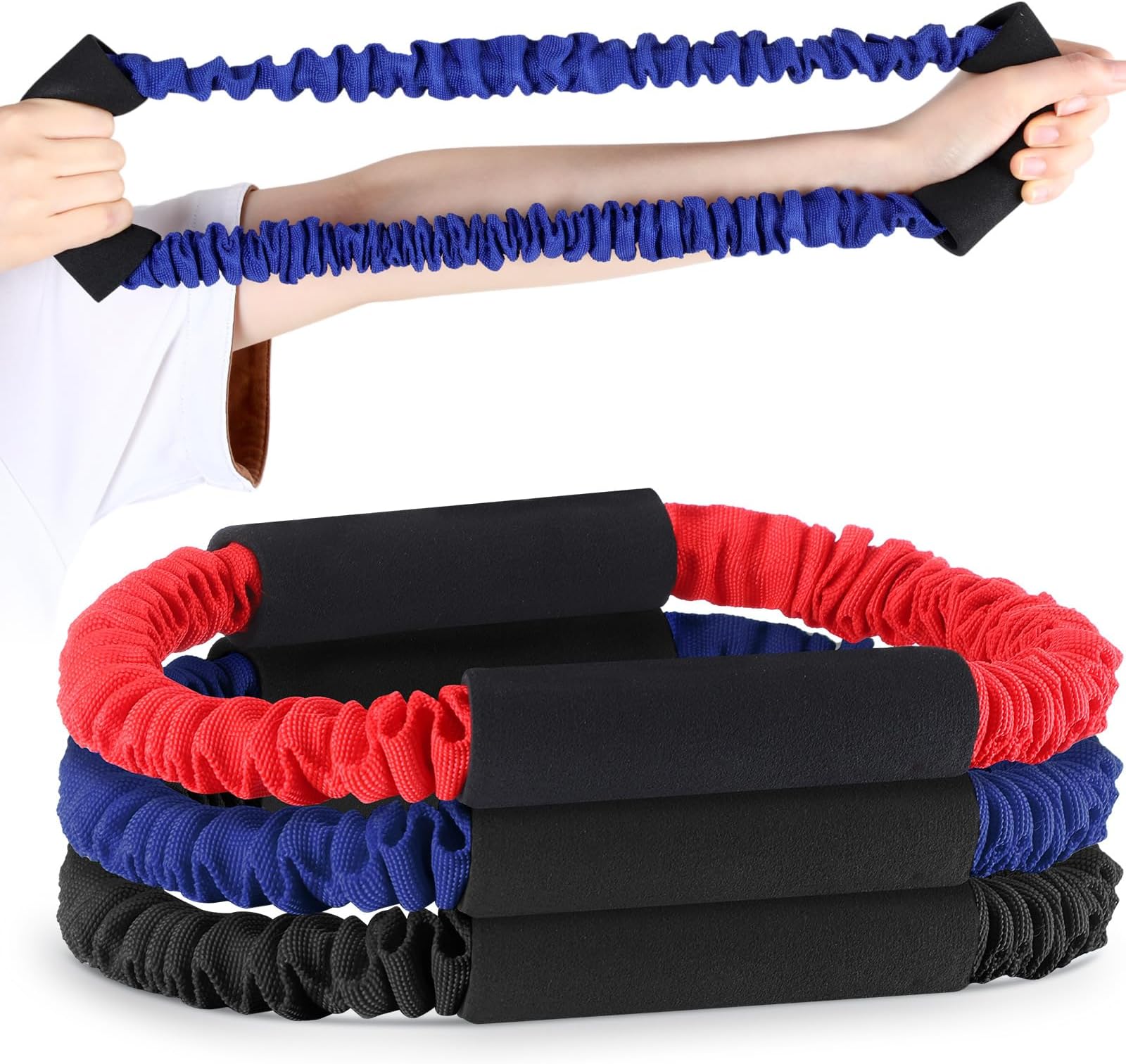 RoundFunny 3 Pcs Archery Bow Strength Trainer 30 40 50 Lbs Arm Strength Exercise Band Rubber Stretch Bands Archery Accessories for Bow Practice Shooting Accessories