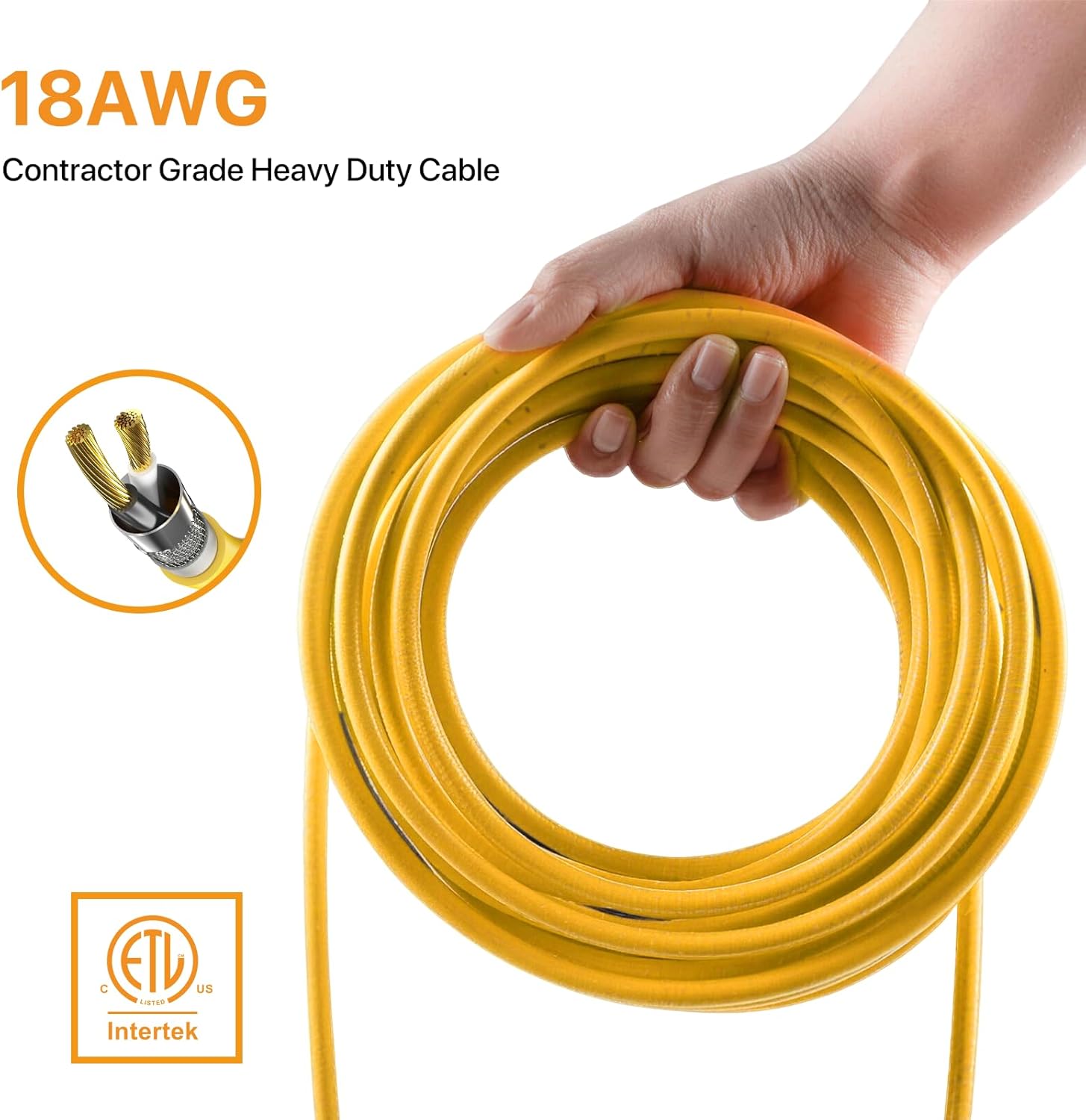 100FT Construction String Lights: 100W Led Construction String Lights with 10 Bulbs & Hooks, IP65 Attic Lighting 5000K Linkable Hanging Work Light for Crawlspace, Basement, Backyard