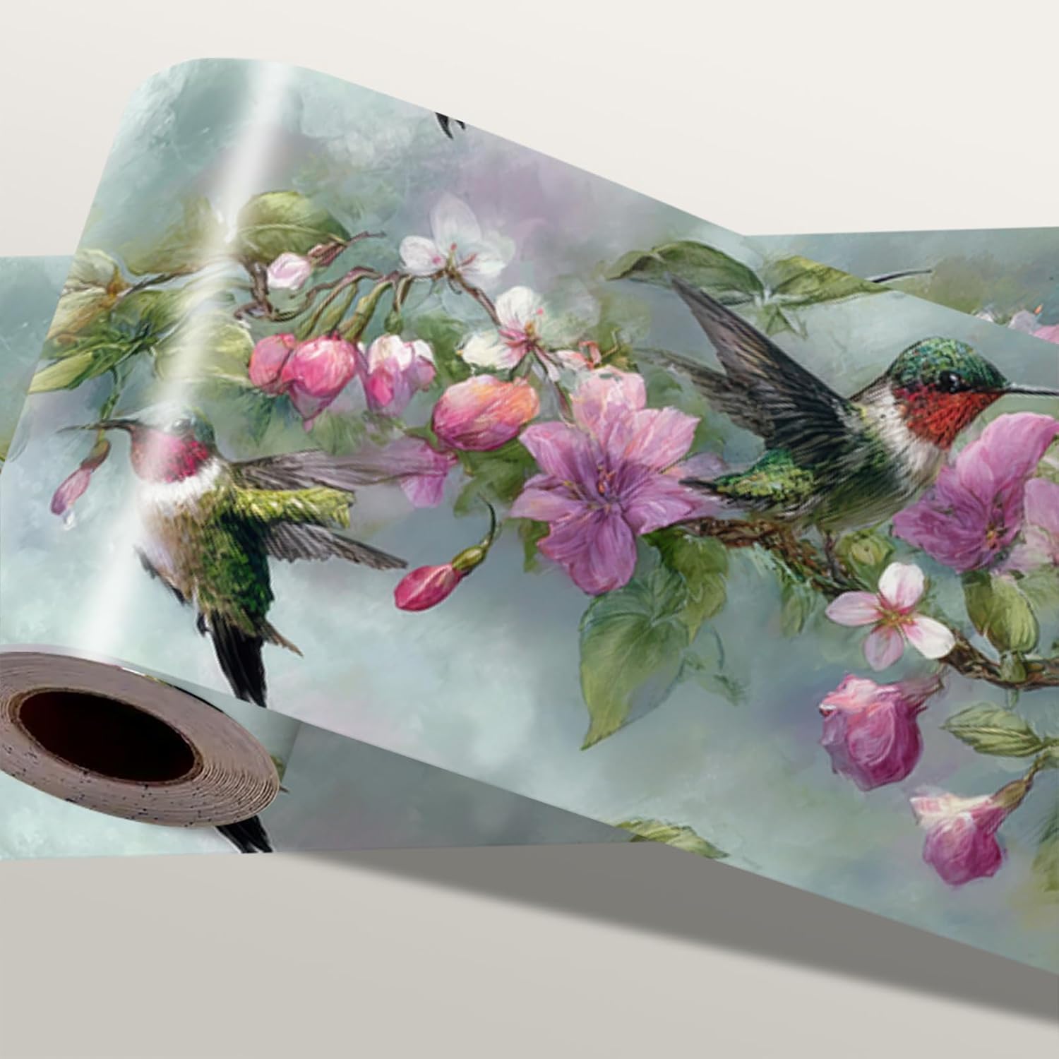 Morning Glory Wallpaper Border 196x4 Inch Removable Wall Border Peel and Stick Pink Purple Flower Vine for Bedroom Bathroom Kitchen Living Room Wall Trim Decor Rustic Cottage Garden