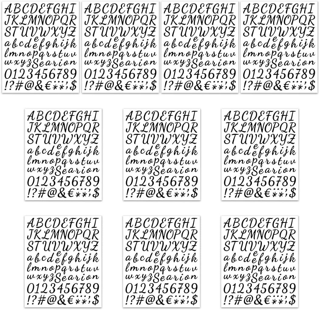 Rolin Roly 10Pcs Self-Adhesive Vinyl Letter Stickers Black Alphabet Stickers Mini Cursive Number Sticker Decals for Mailboxes Sign Cars Trucks Home Door Business Address (Black)