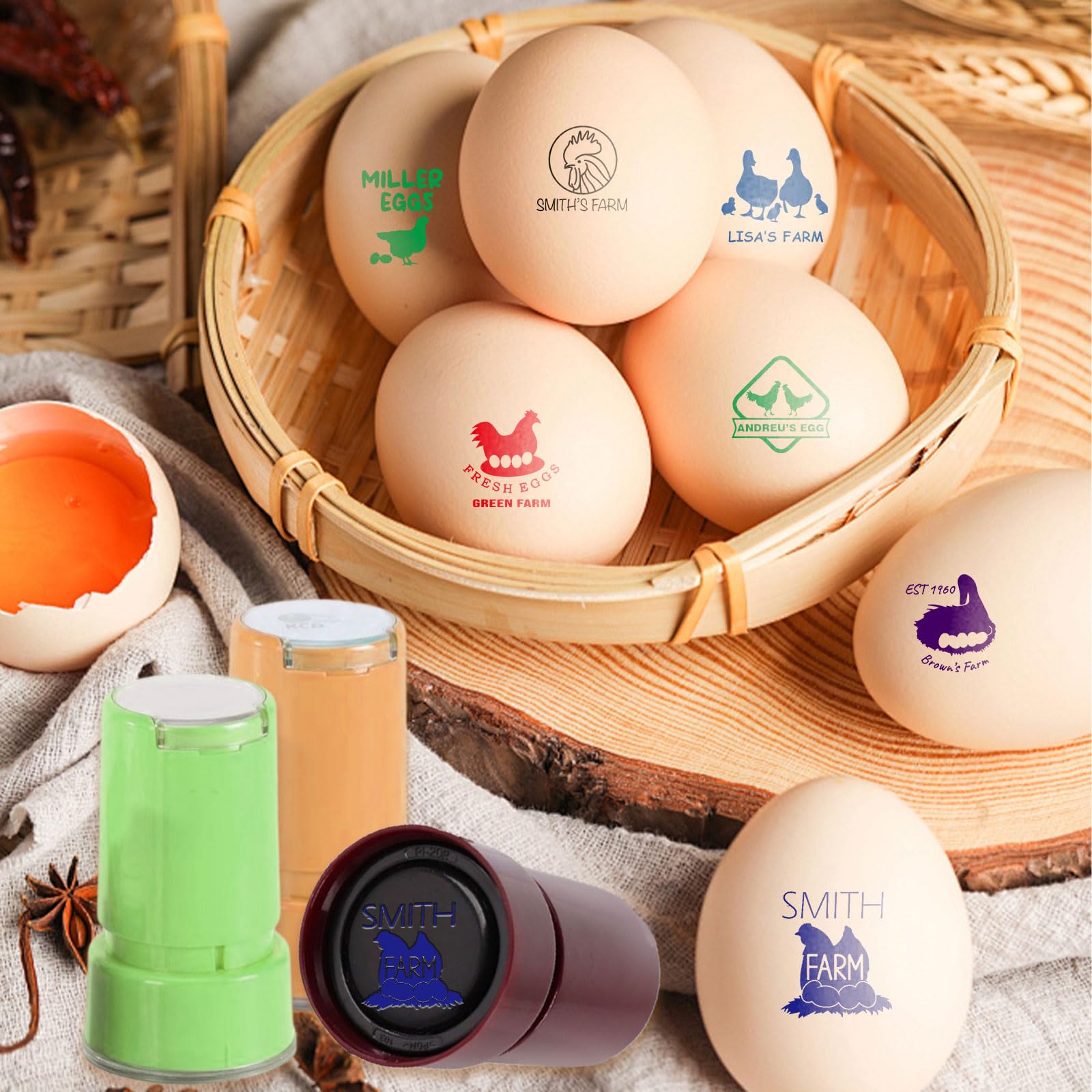 custyoulife Custom Egg Stamps, Personalized Chicken Eggs Stamps, Unique Designs Custom Marking for Farm, Chicken Egg Stamp, Customize Stamping, 1.2" x 1.2", Large Logo Stamp.