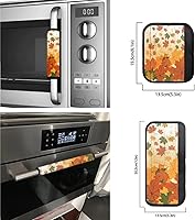 Vista 3 de Xhuibop Juego de 6 fundas para manija de puerta de refrigerador de Acción de Gracias, hojas de arce, protectores de mango de microondas, guantes