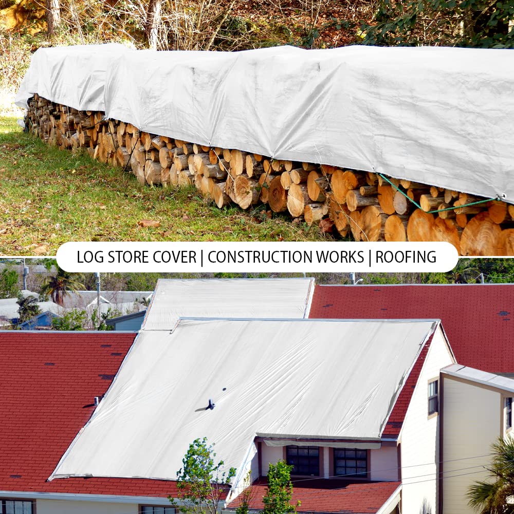 ANSIO Bâche imperméable et résistante 260 g/m² Blanc 3 x 4 m
