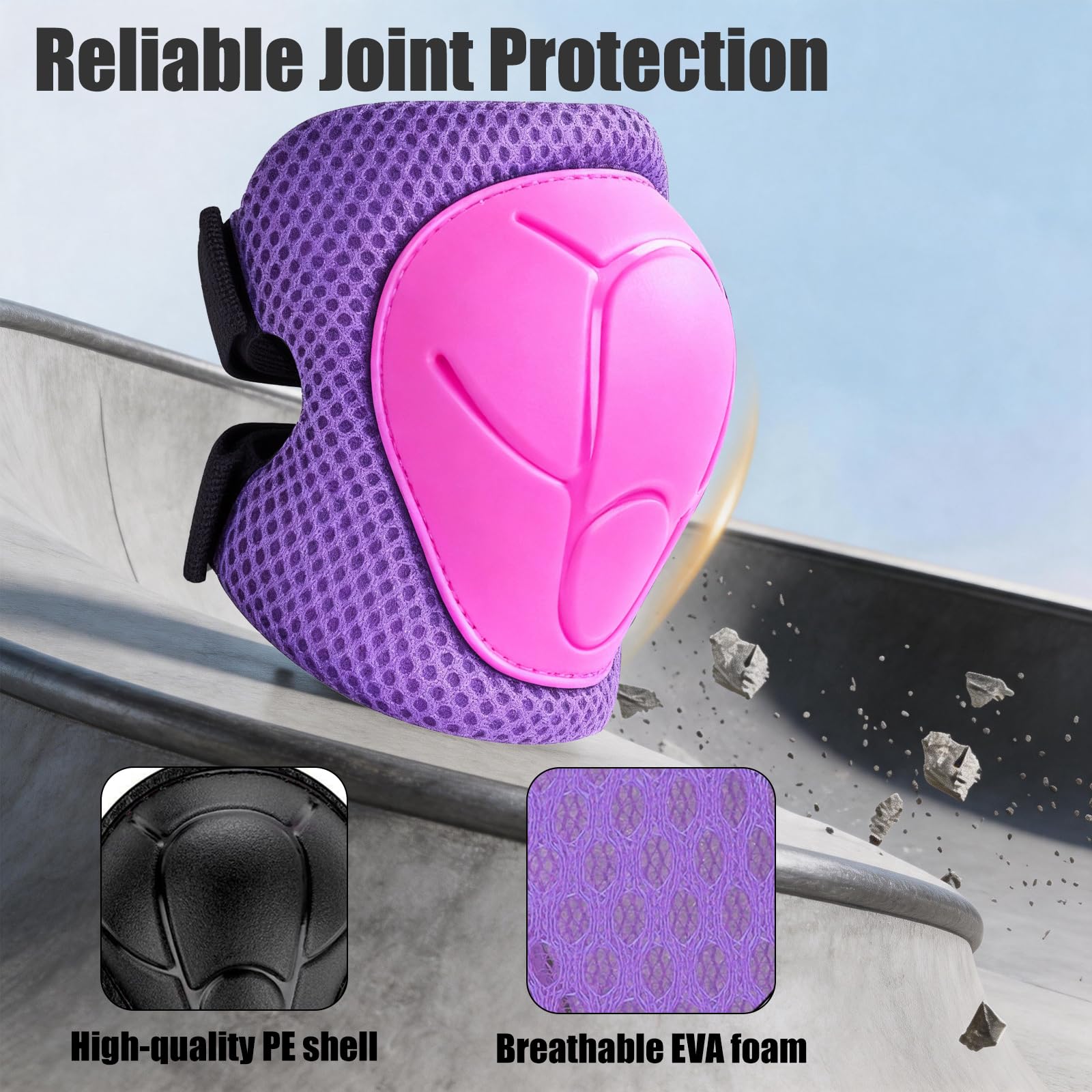 Protecciones Patines Niño 6 en 1, Set Rodilleras Coderas y Muñequeras Ajustables, Equipo de Protección Infantil para Patines en Línea Monopatín Bicicleta Ciclismo Skate Protector