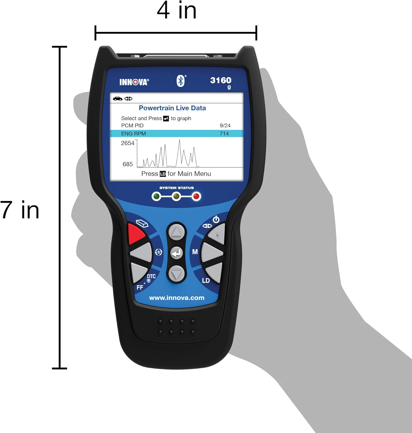 Innova 3160g Pro OBD2 Scanner / Car Code Reader with Live data, ABS, SRS, Battery Reset, Service Light Reset, and Bluetooth