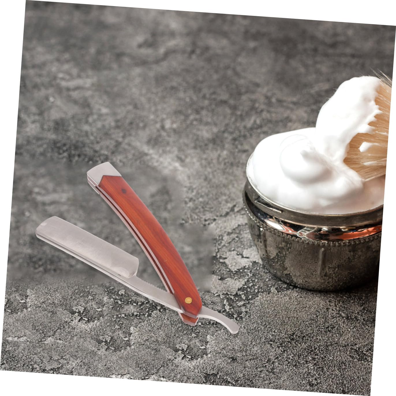 Wood Handle Straight Barber Razor Manual Shaving Tool for Men for Beard Sideburns and Hair Style Design